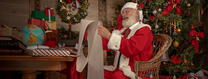 Santa reading a list. Naughty or Nice, Google and Santa both root for the same team